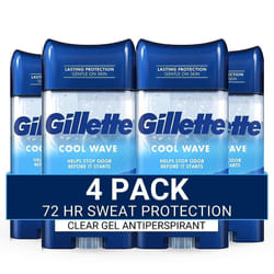 Gillette Antiperspirant and Deodorant for Men  72-Hour Sweat Protection  Clear Gel  Cool Wave Scent  3.8 oz (Pack of 4)