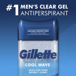 Gillette Antiperspirant and Deodorant for Men  72-Hour Sweat Protection  Clear Gel  Cool Wave Scent  3.8 oz (Pack of 4)
