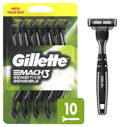 Gillette Mach3 Sensitive Razors for Men  Mens Disposable Razors  Pivoting Head for Close and Comfortable Shave  10 Count