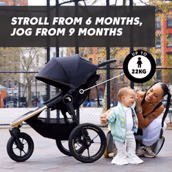 Baby Jogger Summit x Robin ArzÃ³n All-Terrain Jogging Stroller | Foldable 3-Wheel Exercise Pushchair | City Royalty (Black & Gold)