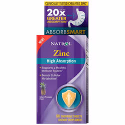Zinc High Absorption, Natural Pineapple - 60 chewable tabs - 60 chewable tabs