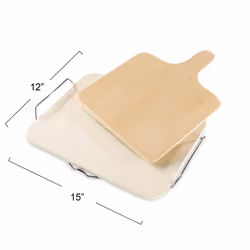 Leifheit Large Square Ceramic Pizza Stone with Carrying Tray and Wooden Spatula  Gray