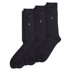 POLO RALPH LAUREN Men's Supersoft Flat Crew Sock 3 Pair Pack Black M