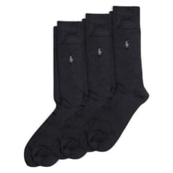 POLO RALPH LAUREN Men's Supersoft Flat Crew Sock 3 Pair Pack  Black  M
