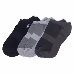 POLO RALPH LAUREN Men's Tech Low Cut Sock 3 Pair Pack Gray Assorted Mens Shoe Size 6-12
