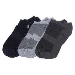 POLO RALPH LAUREN Men's Tech Low Cut Sock 3 Pair Pack  Gray Assorted  Mens Shoe Size 6-12