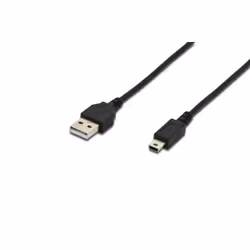 ASSMANN Electronic USB 2.0 A - Mini B, 1.8m, 1.8 m, USB A, Mini-USB B, USB 2.0, Male/Male, Black