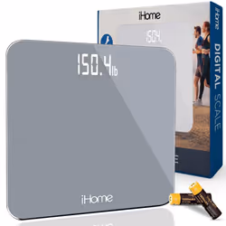 iHome Digital Scale Step-On Bathroom Scale - iHome High Precision Body Weight Scale - 400 lbs, Battery Powered with LED Displ ...