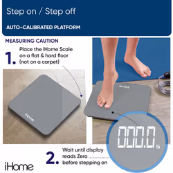iHome Digital Scale Step-On Bathroom Scale - iHome High Precision Body Weight Scale - 400 lbs, Battery Powered with LED Display - Batteries Included