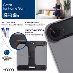 iHome Digital Scale Step-On Bathroom Scale - iHome High Precision Body Weight Scale - 400 lbs, Battery Powered with LED Display - Batteries Included