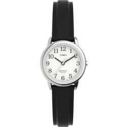 Timex Women's Easy Reader 25mm Watch - Silver-Tone Case White Dial with Black Leather Strap