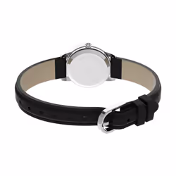 Timex Women's Easy Reader 25mm Watch - Silver-Tone Case White Dial with Black Leather Strap