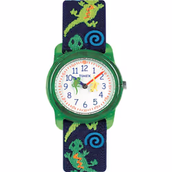 Timex Kids T72881 Lizards Watch with Multi-Colored Elastic Fabric Strap