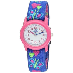 Timex Girls T89001 Time Machines Hearts & Butterflies Elastic Fabric Strap Watch