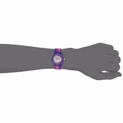 Timex Girls T89022 Time Machines Purple Floral Elastic Fabric Strap Watch