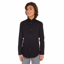 Calvin Klein Boys' Long Sleeve Sateen Dress Shirt  Button-down Style W