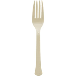Amscan Vanilla Creme Premium Heavy Weight Plastic Forks Pack of 20  Party Supply  Full size