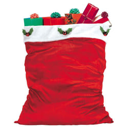 Red Velvety Christmas Velour Gift Bag - 36"" x 30"" (1 Count) | Durable & Reusable Holiday Present Storage