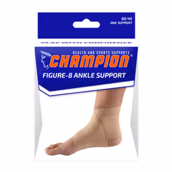 Champion Figure 8 Ankle Support  Light Elastic Compression Brace  Muscle Joint Recovery  Beige  Medium