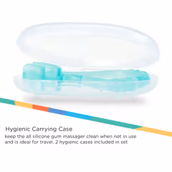 Nuby Soft Silicone Gum Massager with Hygienic Case  2-Pack  3 m+