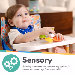 Nuby Suction Spinner Toys with Spinning Poppers - 3 Pack Baby Fidget Toys for High Chair & Bath  Space Theme  12m+