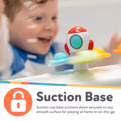 Nuby Suction Spinner Toys with Spinning Poppers - 3 Pack Baby Fidget Toys for High Chair & Bath  Space Theme  12m+