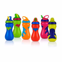 Nuby Flip-It Top Gator Grip Plastic Sipper, 15 Ounce, Colors May Vary