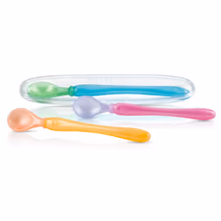 Nuby 3Pack Easy Go Spoons and Travel Case Colors May Vary 9 Months Plus