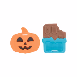 Nuby All Silicone Pumpkin & Chocolate Bar Teether - 2 Pack  3+ Months