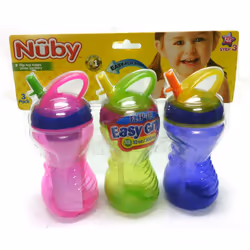 Nuby Flip-it Easy Grip Straw Cup - Pack of 3 10oz. Cups