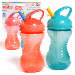 2-Pack Flip-It Easy Grip Cups with Easy-Flo Straw, 10 Ounce, Colors May Vary