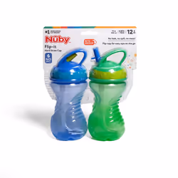 2-Pack Flip-It Easy Grip Cups with Easy-Flo Straw, 10 Ounce, Colors May Vary