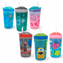Nuby All in One Snack Bowl and No Spill Soft Straw Cup - 1 Pack Multicolor Snack N' Sip - Holds: 4.5 oz Container with Lid an ...
