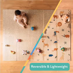 Nuby Reversible Baby Floor Mat - Foldable and Lightweight Baby Play Mat for Floor - Easy Storage and Travel - Safari