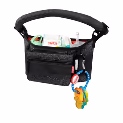 Nuby Eco Baby Stroller Organizer - Includes Carabiner - Stroller Accessories for Babies and Toddlers - Black