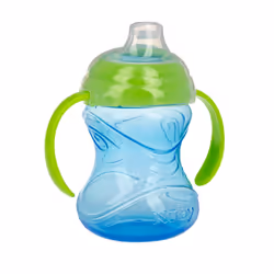 Nuby Clik-It Grip N' Sip Soft Spout No-Spill Training Sippy Cup with Handles - 3-Pack 10 oz - 4+ Months - Boy