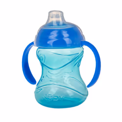 Nuby Clik-It Grip N' Sip Soft Spout No-Spill Training Sippy Cup with Handles - 3-Pack 10 oz - 4+ Months - Boy