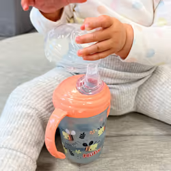 Polypropylene (PP) Grip N Sip Water Bottle - No Spill Sippy Cup 240ml / 8oz Twin Handle Dishwasher and Microwave Safe Suitable Beaker for 4 Months