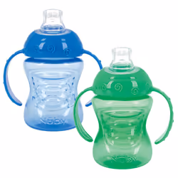 2-Pack No-Spill Super Spout Plastic Grip N' Sip Cup, Red and Blue
