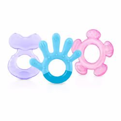 Nuby 3 Step Soothing Teether 3 Piece Set- Front Middle Back Teeth Teething- Pink/Purple 3 m+
