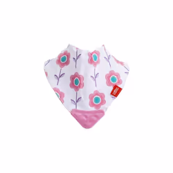 Nuby Reversible 2 Piece Teething Bib, Pink Flower, Aqua Butterfly