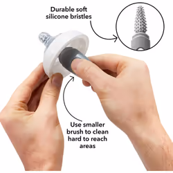 Nuby Baby Bottle Cleaning Brush. 2 in 1 Bottle and Teat Cleaning Brush with Hygiene Stand