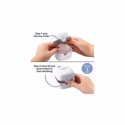 Nuby UV Dummy Steriliser, No Water, Chemicals, Cooling or Drying Required. Kills 99.9% of Germs, white