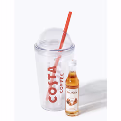 Costa Coffee Iced Coffee Gift Set Reusable with Straw & Monin Caramel