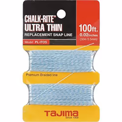 TAJIMA Replacement Snap-Line - 0.5 mm x 100 ft Chalk-Rite Braided String for Ultra-Thin & Precise Markings - PL-ITOS