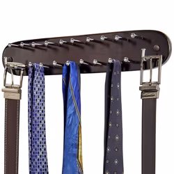 Richards Homewares Tie Rack Wall Mounted - Wood Belt Scarf Hanger with 21 Chrome Hooks for Closet for Storage and Organizatio ...