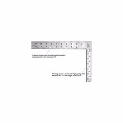 Johnson Level & Tool CS10 Professional Easy-Read Steel Carpenter Square, 8" x 12", Silver, 1 Square