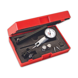 Starrett Dial Test Indicator with Dovetail Mount  Accessories and Case - 1-1/4"" White Dial Face  .030"" Range  0-15-0 Dial Reading  .0001"" Graduatio