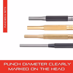 B565G Brass Drive Pin Punch, 4" Overall Length, 1" Pin Length, 1/4" Pin Diameter