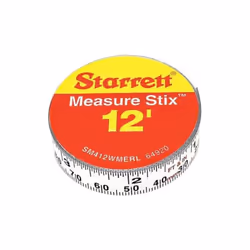 L.S Starrett 681-SM412WMERL 0.5 in. x 3.65 m 12 ft. Right to Left Metric Measure Stix